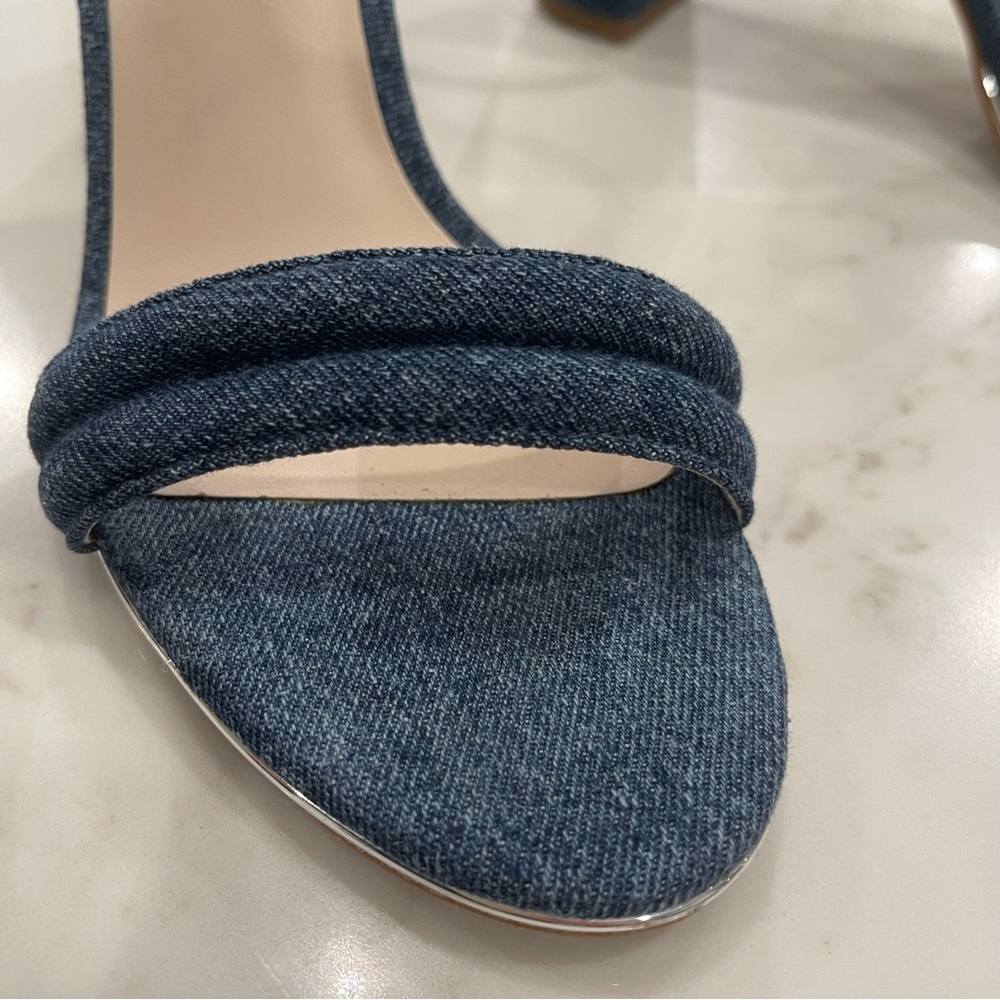 Kenneth Cole Denim Block Heel Sandals w Silver Detail - Picture 9 of 15